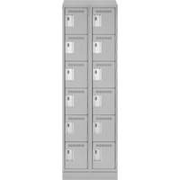 Clean Line Lockerette, 6 -tier, Bank of 2, 24" x 18" x 82", Steel, Grey, Rivet (Assembled) Les Fournitures Industrielles Méga
