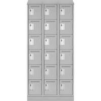 Clean Line Lockerette, 6 -tier, Bank of 3, 36" x 18" x 82", Steel, Grey, Rivet (Assembled) Les Fournitures Industrielles Méga