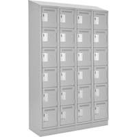 Clean Line Lockerette, 6 -tier, Bank of 4, 48" x 18" x 82", Steel, Grey, Rivet (Assembled) Les Fournitures Industrielles Méga
