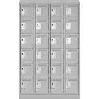 Clean Line Lockerette, 6 -tier, Bank of 4, 48" x 18" x 82", Steel, Grey, Rivet (Assembled) Les Fournitures Industrielles Méga