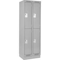 Clean Line Lockers, 2 -tier, Bank of 2, 24" x 18" x 76", Steel, Grey, Rivet (Assembled) Les Fournitures Industrielles Méga