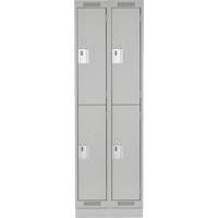 Clean Line Lockers, 2 -tier, Bank of 2, 24" x 18" x 76", Steel, Grey, Rivet (Assembled) Les Fournitures Industrielles Méga