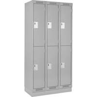Clean Line Lockers, 2 -tier, Bank of 3, 36" x 18" x 76", Steel, Grey, Rivet (Assembled) Les Fournitures Industrielles Méga