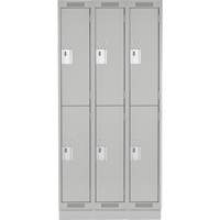 Clean Line Lockers, 2 -tier, Bank of 3, 36" x 18" x 76", Steel, Grey, Rivet (Assembled) Les Fournitures Industrielles Méga