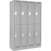 Clean Line Lockers, 2 -tier, Bank of 4, 48" x 18" x 76", Steel, Grey, Rivet (Assembled) Les Fournitures Industrielles Méga