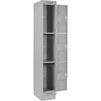 Clean Line Lockers, 3 -tier, Bank of 4, 48" x 18" x 76", Steel, Grey, Rivet (Assembled) Les Fournitures Industrielles Méga