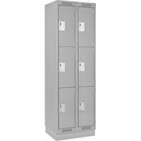 Clean Line Lockers, 3 -tier, Bank of 2, 24" x 18" x 76", Steel, Grey, Rivet (Assembled) Les Fournitures Industrielles Méga