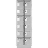 Clean Line Lockerette, 6 -tier, Bank of 2, 24" x 18" x 76", Steel, Grey, Rivet (Assembled) Les Fournitures Industrielles Méga
