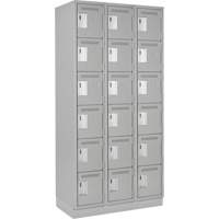 Clean Line Lockerette, 6 -tier, Bank of 3, 36" x 18" x 76", Steel, Grey, Rivet (Assembled) Les Fournitures Industrielles Méga