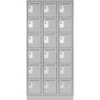 Clean Line Lockerette, 6 -tier, Bank of 3, 36" x 18" x 76", Steel, Grey, Rivet (Assembled) Les Fournitures Industrielles Méga