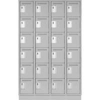 Clean Line Lockerette, 6 -tier, Bank of 4, 48" x 18" x 76", Steel, Grey, Rivet (Assembled) Les Fournitures Industrielles Méga