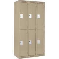 Clean Line Lockers, 2 -tier, Bank of 3, 36" x 18" x 72", Steel, Beige, Rivet (Assembled) Les Fournitures Industrielles Méga