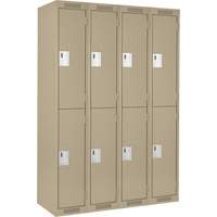 Clean Line Lockers, 2 -tier, Bank of 4, 48" x 18" x 72", Steel, Beige, Rivet (Assembled) Les Fournitures Industrielles Méga