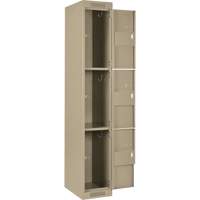 Clean Line Lockers, 3 -tier, Bank of 4, 48" x 18" x 72", Steel, Beige, Rivet (Assembled) Les Fournitures Industrielles Méga