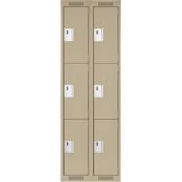 Clean Line Lockers, 3 -tier, Bank of 2, 24" x 18" x 72", Steel, Beige, Rivet (Assembled) Les Fournitures Industrielles Méga