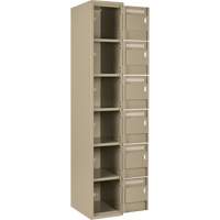 Clean Line Lockerette, 6 -tier, Bank of 4, 48" x 18" x 72", Steel, Beige, Rivet (Assembled) Les Fournitures Industrielles Méga