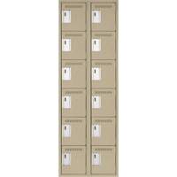 Clean Line Lockerette, 6 -tier, Bank of 2, 24" x 18" x 72", Steel, Beige, Rivet (Assembled) Les Fournitures Industrielles Méga