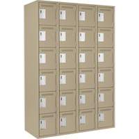 Clean Line Lockerette, 6 -tier, Bank of 4, 48" x 18" x 72", Steel, Beige, Rivet (Assembled) Les Fournitures Industrielles Méga