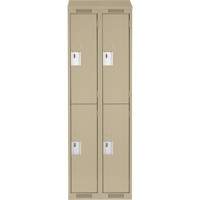 Clean Line Lockers, 2 -tier, Bank of 2, 24" x 18" x 78", Steel, Beige, Rivet (Assembled) Les Fournitures Industrielles Méga