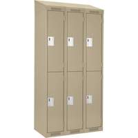 Clean Line Lockers, 2 -tier, Bank of 3, 36" x 18" x 78", Steel, Beige, Rivet (Assembled) Les Fournitures Industrielles Méga