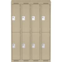 Clean Line Lockers, 2 -tier, Bank of 4, 48" x 18" x 78", Steel, Beige, Rivet (Assembled) Les Fournitures Industrielles Méga