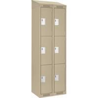 Clean Line Lockers, 3 -tier, Bank of 2, 24" x 18" x 78", Steel, Beige, Rivet (Assembled) Les Fournitures Industrielles Méga