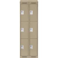Clean Line Lockers, 3 -tier, Bank of 2, 24" x 18" x 78", Steel, Beige, Rivet (Assembled) Les Fournitures Industrielles Méga