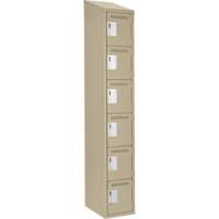 Clean Line Lockerette, 6 -tier, 12" x 18" x 78", Steel, Beige, Rivet (Assembled) Les Fournitures Industrielles Méga