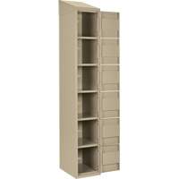 Clean Line Lockerette, 6 -tier, Bank of 4, 48" x 18" x 78", Steel, Beige, Rivet (Assembled) Les Fournitures Industrielles Méga