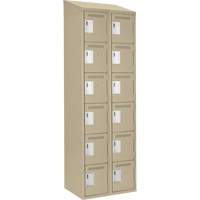 Clean Line Lockerette, 6 -tier, Bank of 2, 24" x 18" x 78", Steel, Beige, Rivet (Assembled) Les Fournitures Industrielles Méga