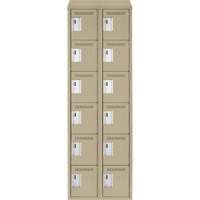 Clean Line Lockerette, 6 -tier, Bank of 2, 24" x 18" x 78", Steel, Beige, Rivet (Assembled) Les Fournitures Industrielles Méga