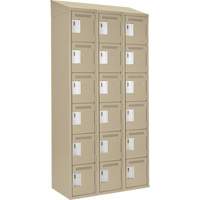 Clean Line Lockerette, 6 -tier, Bank of 3, 36" x 18" x 78", Steel, Beige, Rivet (Assembled) Les Fournitures Industrielles Méga