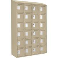 Clean Line Lockerette, 6 -tier, Bank of 4, 48" x 18" x 78", Steel, Beige, Rivet (Assembled) Les Fournitures Industrielles Méga