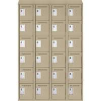 Clean Line Lockerette, 6 -tier, Bank of 4, 48" x 18" x 78", Steel, Beige, Rivet (Assembled) Les Fournitures Industrielles Méga