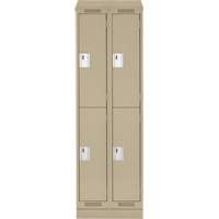 Clean Line Lockers, 2 -tier, Bank of 2, 24" x 18" x 82", Steel, Beige, Rivet (Assembled) Les Fournitures Industrielles Méga