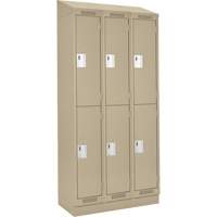 Clean Line Lockers, 2 -tier, Bank of 3, 36" x 18" x 82", Steel, Beige, Rivet (Assembled) Les Fournitures Industrielles Méga