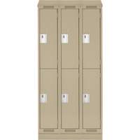Clean Line Lockers, 2 -tier, Bank of 3, 36" x 18" x 82", Steel, Beige, Rivet (Assembled) Les Fournitures Industrielles Méga