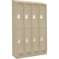 Clean Line Lockers, 2 -tier, Bank of 4, 48" x 18" x 82", Steel, Beige, Rivet (Assembled) Les Fournitures Industrielles Méga