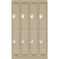 Clean Line Lockers, 2 -tier, Bank of 4, 48" x 18" x 82", Steel, Beige, Rivet (Assembled) Les Fournitures Industrielles Méga