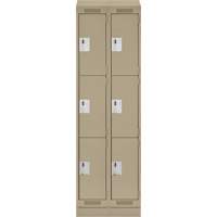 Clean Line Lockers, 3 -tier, Bank of 2, 24" x 18" x 82", Steel, Beige, Rivet (Assembled) Les Fournitures Industrielles Méga