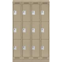 Clean Line Lockers, 3 -tier, Bank of 4, 48" x 18" x 82", Steel, Beige, Rivet (Assembled) Les Fournitures Industrielles Méga