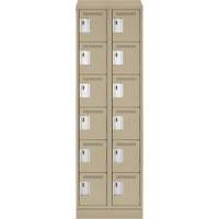Clean Line Lockerette , 6 -tier, Bank of 2, 24" x 18" x 82", Steel, Beige, Rivet (Assembled) Les Fournitures Industrielles Méga