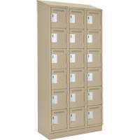 Clean Line Lockerette , 6 -tier, Bank of 3, 36" x 18" x 82", Steel, Beige, Rivet (Assembled) Les Fournitures Industrielles Méga