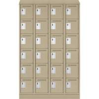Clean Line Lockerette , 6 -tier, Bank of 4, 48" x 18" x 82", Steel, Beige, Rivet (Assembled) Les Fournitures Industrielles Méga