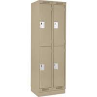 Clean Line Lockers, 2 -tier, Bank of 2, 24" x 18" x 76", Steel, Beige, Rivet (Assembled) Les Fournitures Industrielles Méga