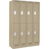 Clean Line Lockers, 2 -tier, Bank of 4, 48" x 18" x 76", Steel, Beige, Rivet (Assembled) Les Fournitures Industrielles Méga