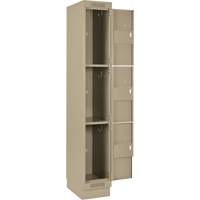 Clean Line Lockers, 3 -tier, Bank of 4, 48" x 18" x 76", Steel, Beige, Rivet (Assembled) Les Fournitures Industrielles Méga