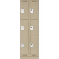 Clean Line Lockers, 3 -tier, Bank of 2, 24" x 18" x 76", Steel, Beige, Rivet (Assembled) Les Fournitures Industrielles Méga