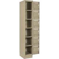 Clean Line Lockerette, 6 -tier, Bank of 4, 48" x 18" x 76", Steel, Beige, Rivet (Assembled) Les Fournitures Industrielles Méga