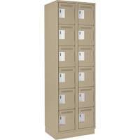 Clean Line Lockerette, 6 -tier, Bank of 2, 24" x 18" x 76", Steel, Beige, Rivet (Assembled) Les Fournitures Industrielles Méga
